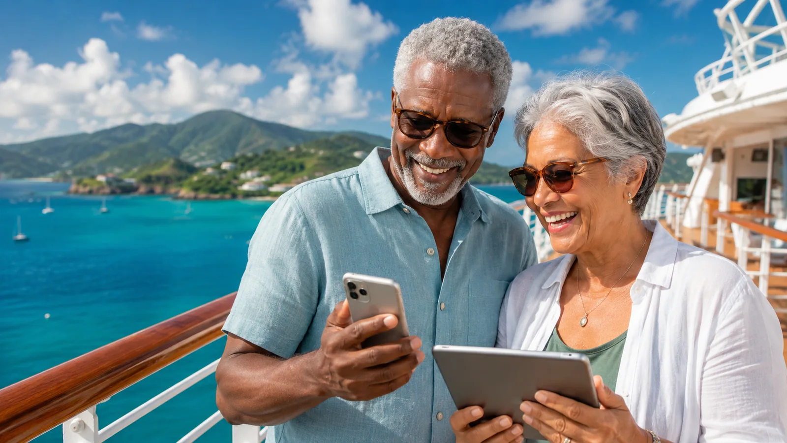 Older couple — older couple on cruise/ferry