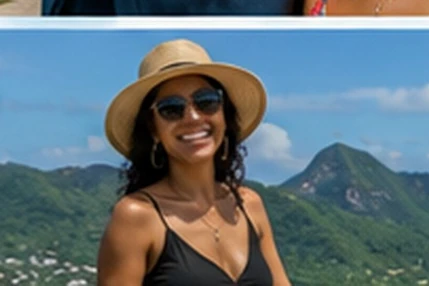 Caribbean woman — Saint Lucia Pitons viewpoint — in Saint Lucia