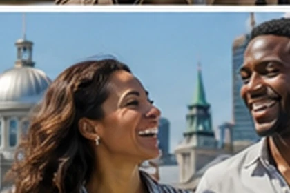 Caribbean couple — Montreal city travel — in Montreal