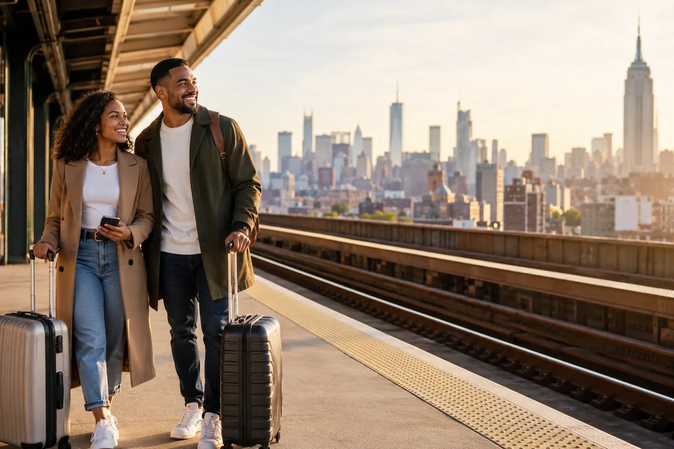 Caribbean/diaspora travellers — New York skyline travel as a representative United States diaspora gateway — in United States